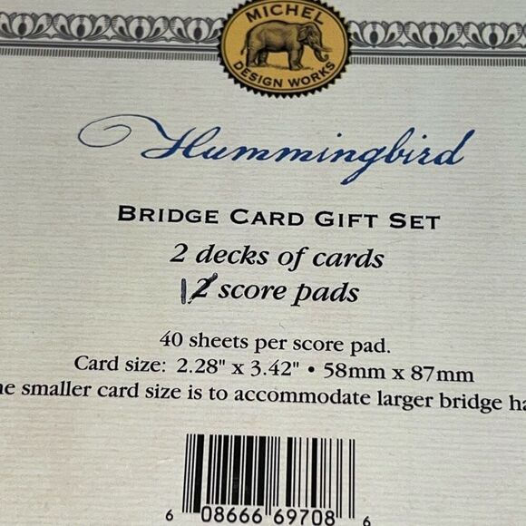 Hummingbird Registry Bridge Gift Set 2 Deck Cards 2 Score Pads Floral Game Playi - Picture 5 of 5